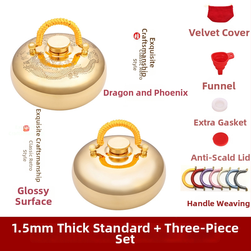 Mosadzová fľaša na horúcu vodu plnená vodou s masážnou funkciou pre nohy, pás, ruky a brucho; horúce aj studené dvojité použitie; prispôsobiteľné