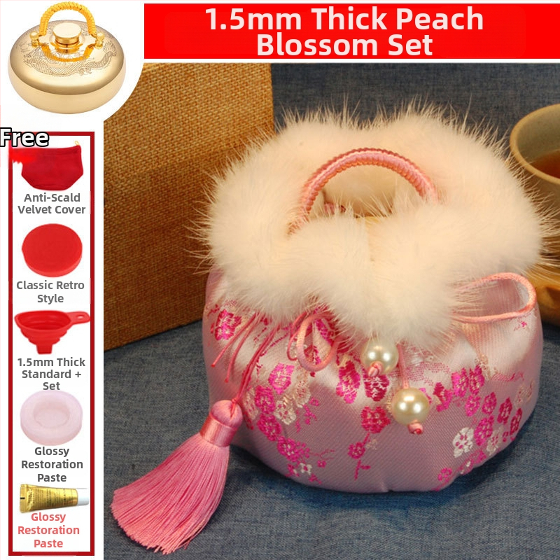 Mosadzová fľaša na horúcu vodu plnená vodou s masážnou funkciou pre nohy, pás, ruky a brucho; horúce aj studené dvojité použitie; prispôsobiteľné