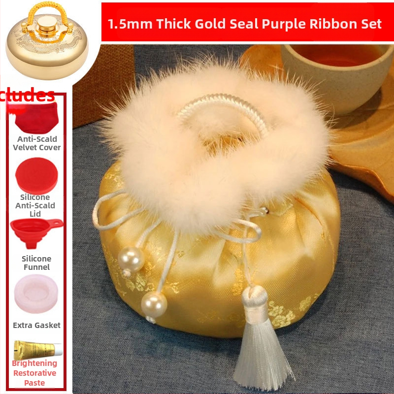 Mosadzová fľaša na horúcu vodu plnená vodou s masážnou funkciou pre nohy, pás, ruky a brucho; horúce aj studené dvojité použitie; prispôsobiteľné