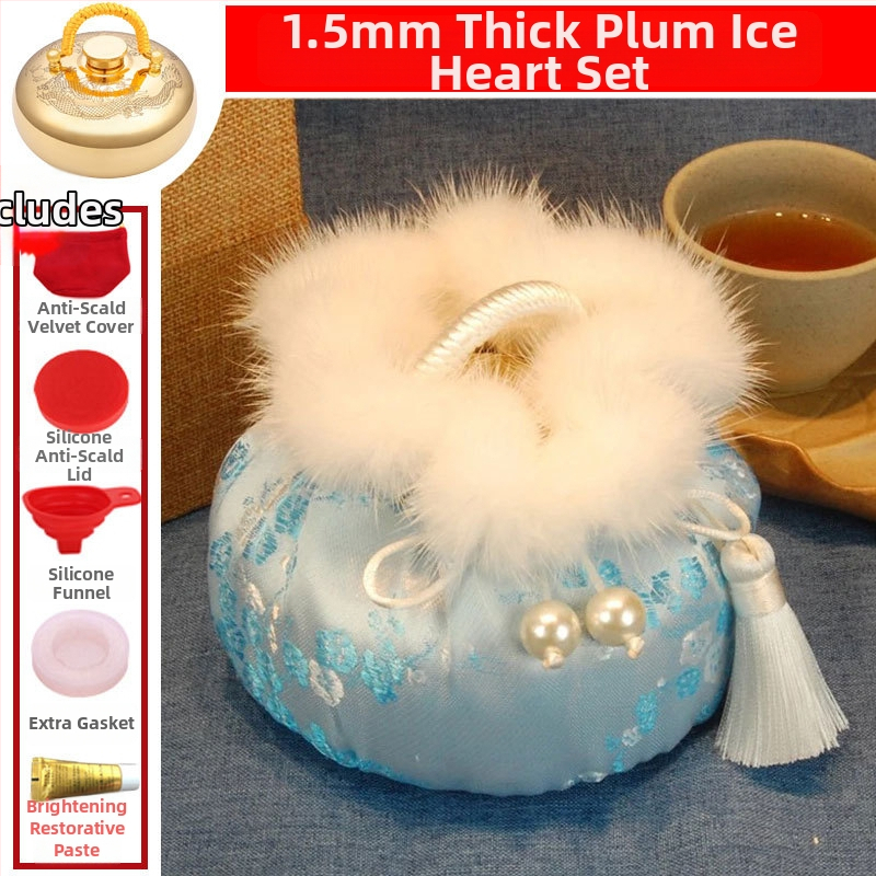 Mosadzová fľaša na horúcu vodu plnená vodou s masážnou funkciou pre nohy, pás, ruky a brucho; horúce aj studené dvojité použitie; prispôsobiteľné