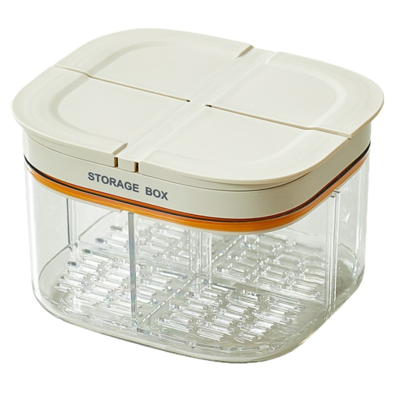 Кутия за плодове и зеленчуци – пластмасова, със запечатване и дренажна секция, запазва свежест