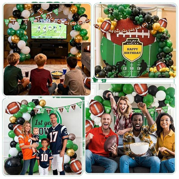 117-dijelni luk balona u nogometnom stilu, zeleni i zlatni Latex baloni za dekoracije Super Bowl zabave
