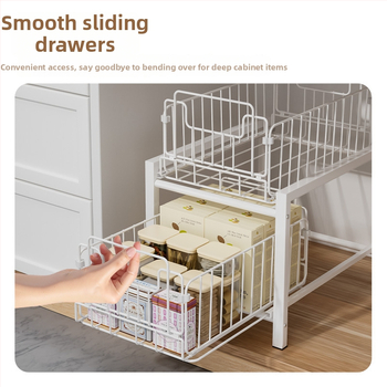 Συρόμενο ράφι αποθήκευσης νεροχύτη κουζίνας — πολυχρηστικό, κατασκευασμένο από ανθρακούχο ατσάλι, πολυεπίπενο ντουλάπι, μοντέρνος απλός σχεδιασμός