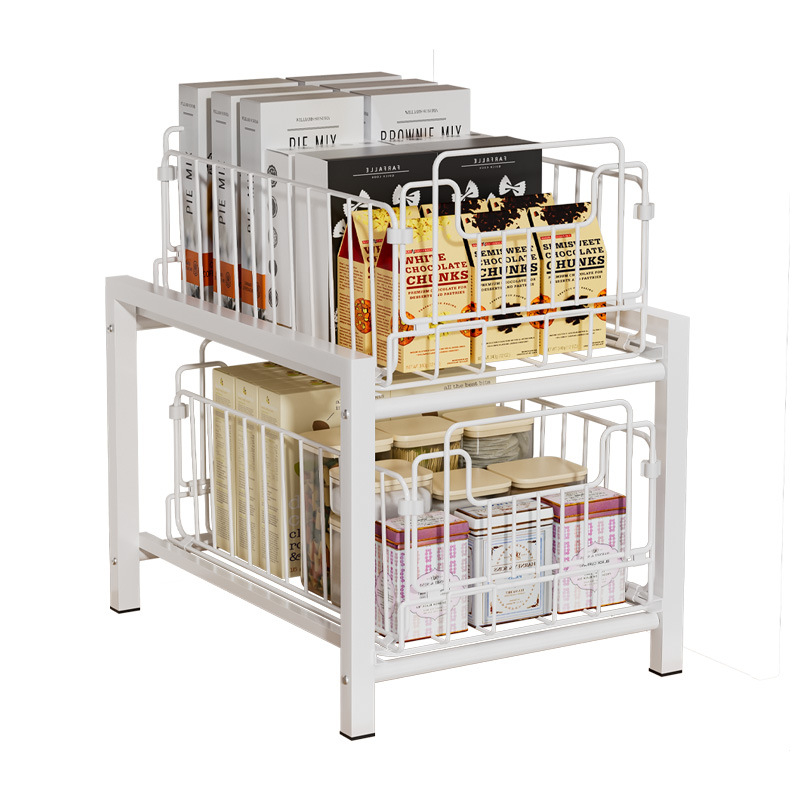 Συρόμενο ράφι αποθήκευσης νεροχύτη κουζίνας — πολυχρηστικό, κατασκευασμένο από ανθρακούχο ατσάλι, πολυεπίπενο ντουλάπι, μοντέρνος απλός σχεδιασμός