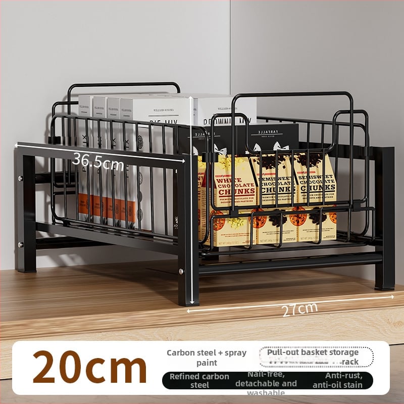 Συρόμενο ράφι αποθήκευσης νεροχύτη κουζίνας — πολυχρηστικό, κατασκευασμένο από ανθρακούχο ατσάλι, πολυεπίπενο ντουλάπι, μοντέρνος απλός σχεδιασμός