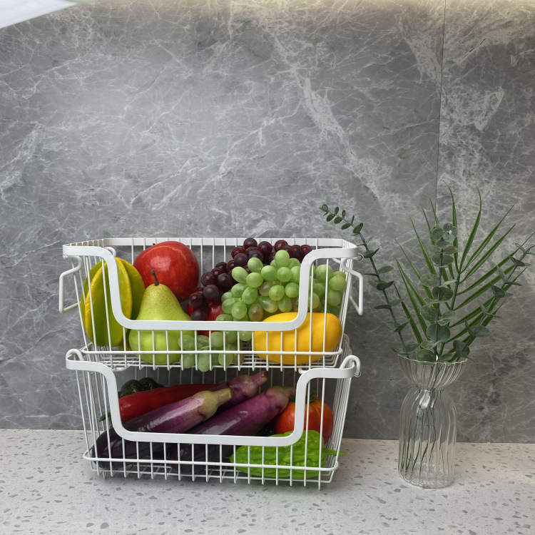 Višeslojni metalni stalak za voće i povrće, željezni žičani okvir, prilagođen nacrtima, moderan minimalistički stil, višenamjenski