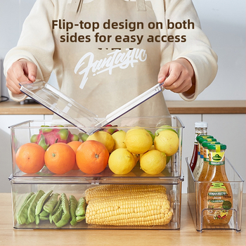 Японски стил кутия за съхранение в хладилник, пластмасова, сгъваема с капак, който се отваря, запазва плодове и зеленчуци свежи