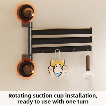 Κλασικού στυλ ράφι κουζίνας για σκεύη με βεντούζα, περιστρεφόμενοι γάντζοι, πτυσσόμενο και μετακινούμενο, PET υλικό