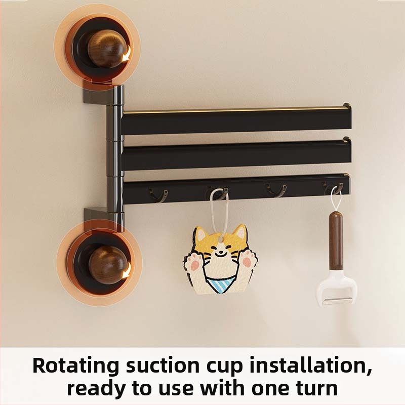 Κλασικού στυλ ράφι κουζίνας για σκεύη με βεντούζα, περιστρεφόμενοι γάντζοι, πτυσσόμενο και μετακινούμενο, PET υλικό