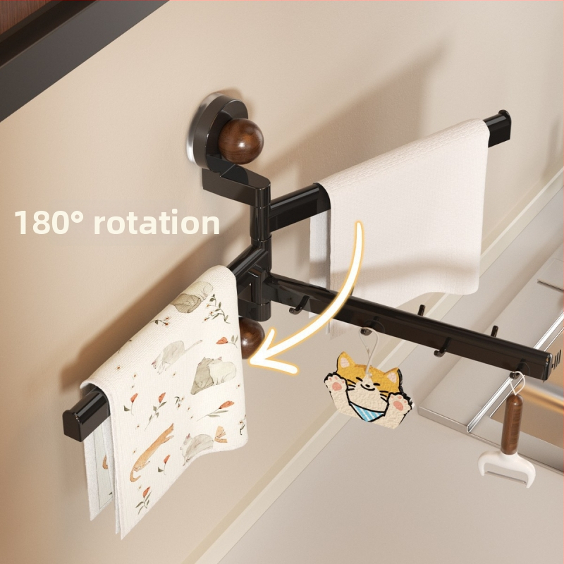 Κλασικού στυλ ράφι κουζίνας για σκεύη με βεντούζα, περιστρεφόμενοι γάντζοι, πτυσσόμενο και μετακινούμενο, PET υλικό