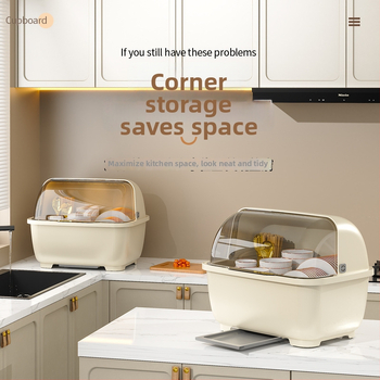 Τοίχο-μονταριστό ράφι πιάτων με απόστραγγιση και θήκη αποθήκευσης με καπάκι για μπολ και πιάτα