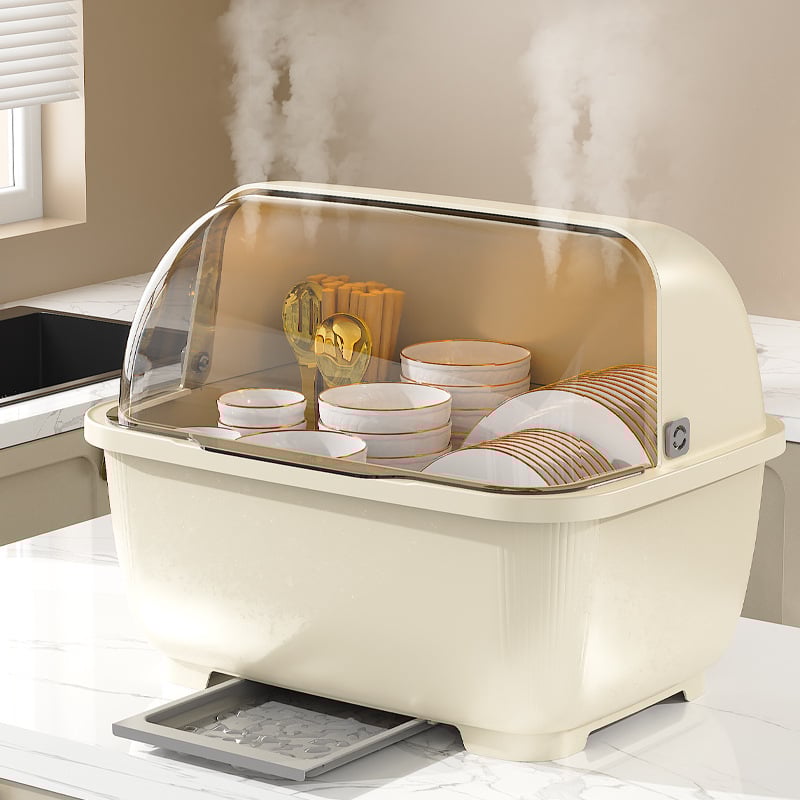 Τοίχο-μονταριστό ράφι πιάτων με απόστραγγιση και θήκη αποθήκευσης με καπάκι για μπολ και πιάτα