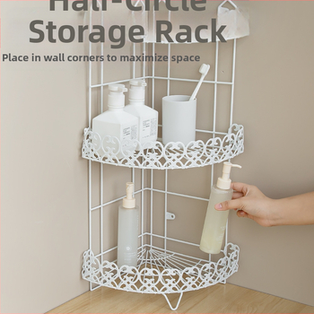 3-επίπεδο γωνιακό ράφι από σίδηρο, χωρίς διάτρηση, για κουζίνα και μπάνιο