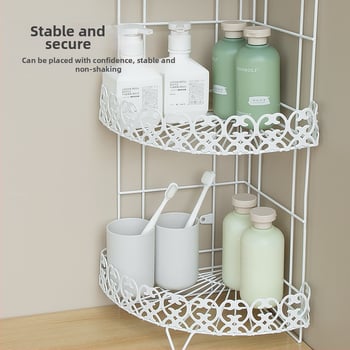 3-επίπεδο γωνιακό ράφι από σίδηρο, χωρίς διάτρηση, για κουζίνα και μπάνιο