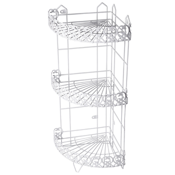 3-επίπεδο γωνιακό ράφι από σίδηρο, χωρίς διάτρηση, για κουζίνα και μπάνιο