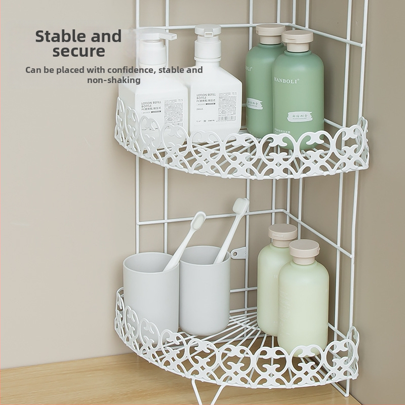 3-επίπεδο γωνιακό ράφι από σίδηρο, χωρίς διάτρηση, για κουζίνα και μπάνιο