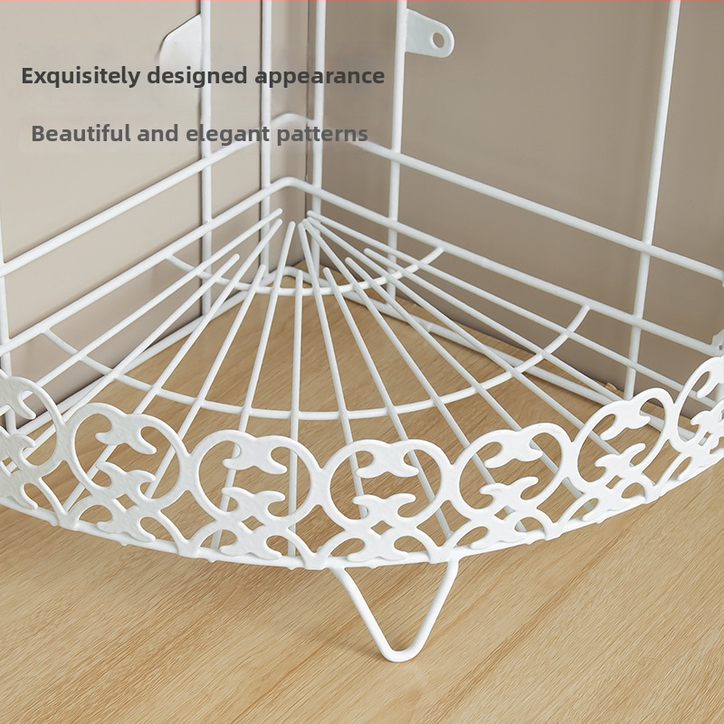 3-επίπεδο γωνιακό ράφι από σίδηρο, χωρίς διάτρηση, για κουζίνα και μπάνιο