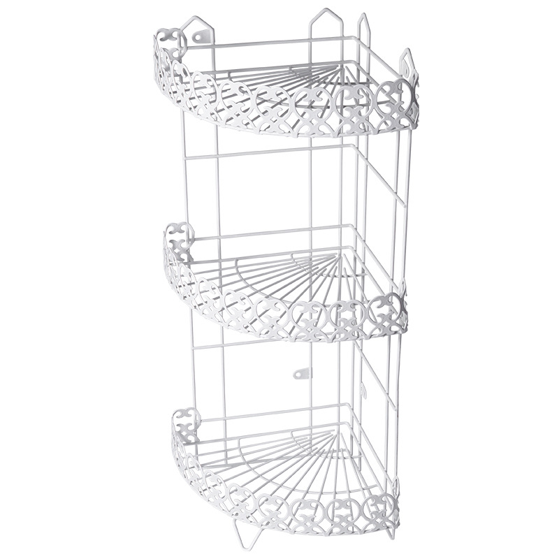 3-επίπεδο γωνιακό ράφι από σίδηρο, χωρίς διάτρηση, για κουζίνα και μπάνιο