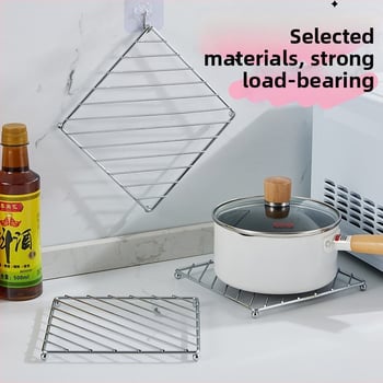 Ανοξείδωτο ραφι κουζίνας για κατσαρόλες και σκεύος ατμού, πολυχρηστικό θερμομονωτικό ράφι για αποθήκευση στο τραπέζι