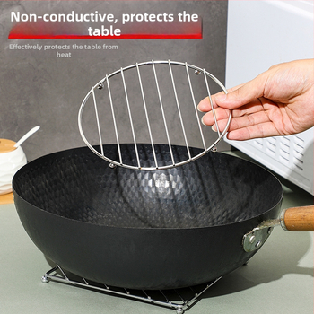 Ανοξείδωτο ραφι κουζίνας για κατσαρόλες και σκεύος ατμού, πολυχρηστικό θερμομονωτικό ράφι για αποθήκευση στο τραπέζι