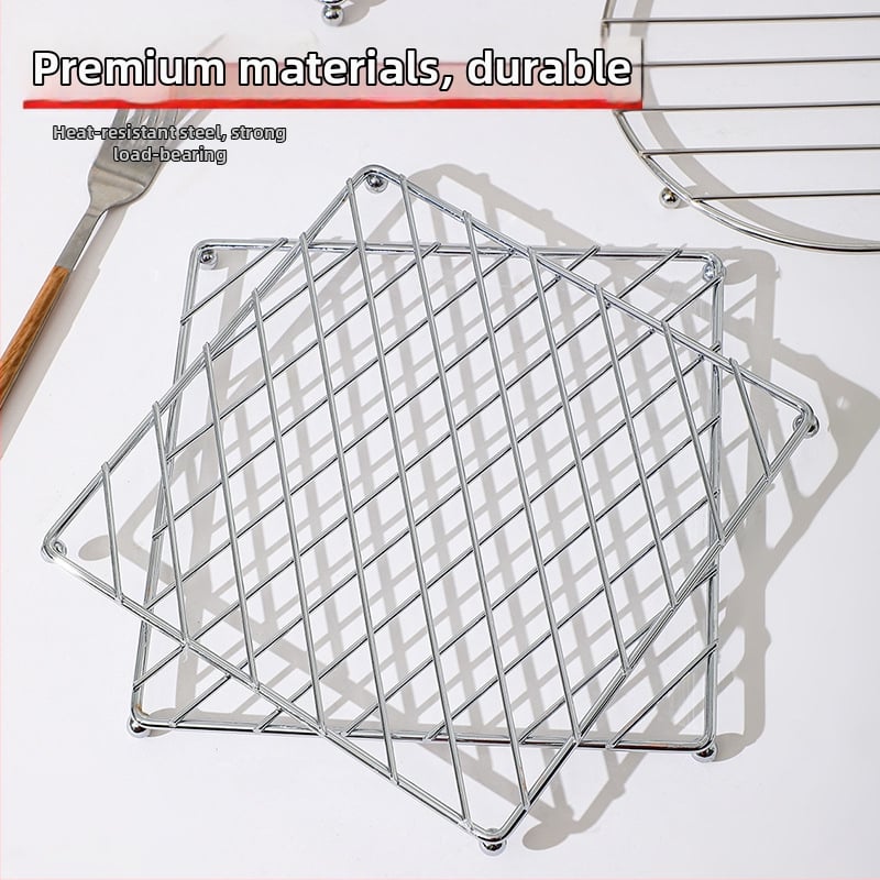 Ανοξείδωτο ραφι κουζίνας για κατσαρόλες και σκεύος ατμού, πολυχρηστικό θερμομονωτικό ράφι για αποθήκευση στο τραπέζι