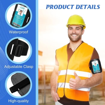 Vízálló karos kártyatartó, állítható csattal, hozzáférési és névjegykártyákhoz — ABS, teherbírás 60, teleszkópos hossz 680, csomagolás opp, nyomtatott logó, testreszabás elérhető