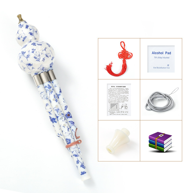 Hulusi μουσικό όργανο, μοντέλο C/B, μάρκα Polygonum wind, υλικό απομίμηση ξύλου, συσκευασία σε κουτί.