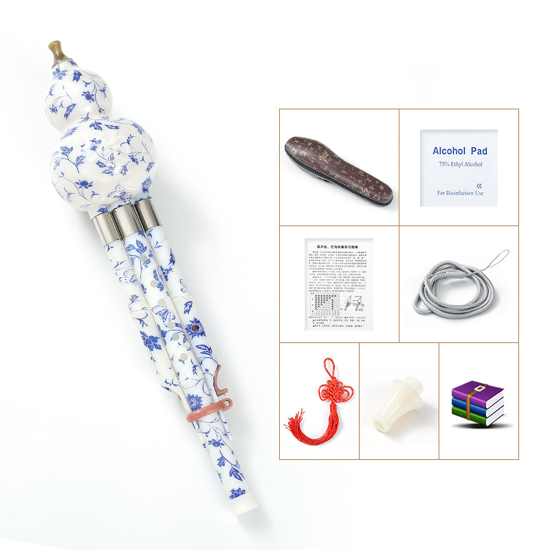 Hulusi μουσικό όργανο, μοντέλο C/B, μάρκα Polygonum wind, υλικό απομίμηση ξύλου, συσκευασία σε κουτί.