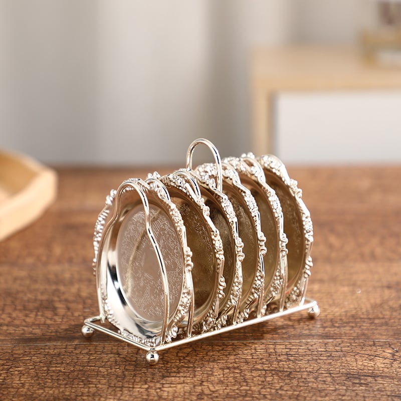 Σταντ αποστράγγισης πιάτων από σίδηρο, με χαραγμένο σχέδιο, μοντέλο 2021, στιλ Light Luxury, ευρωπαϊκό και αμερικανικό ύφος, σετ πιάτων κουζίνας