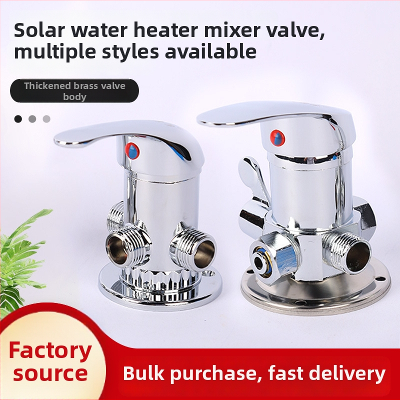Sprchový miešací ventil pre solárny ohrievač vody – Typ A zliatina, malý Tee; prevádzkový tlak 10; teplota teplej vody 100°C; prietok výstupu 10; použitie: umývadlo