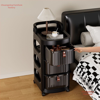 Τετρά-επίπεδη πλαστική κινητή μονάδα αποθήκευσης με ρόδες – χωρίς συναρμολόγηση, ντουλάπι-οργανωτής με συρτάρια