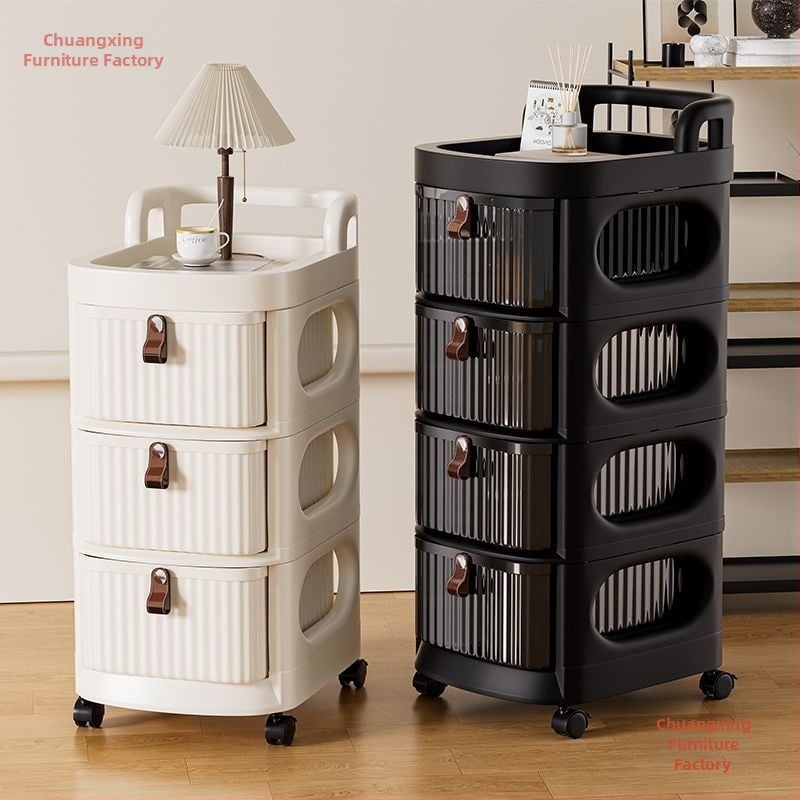 Τετρά-επίπεδη πλαστική κινητή μονάδα αποθήκευσης με ρόδες – χωρίς συναρμολόγηση, ντουλάπι-οργανωτής με συρτάρια