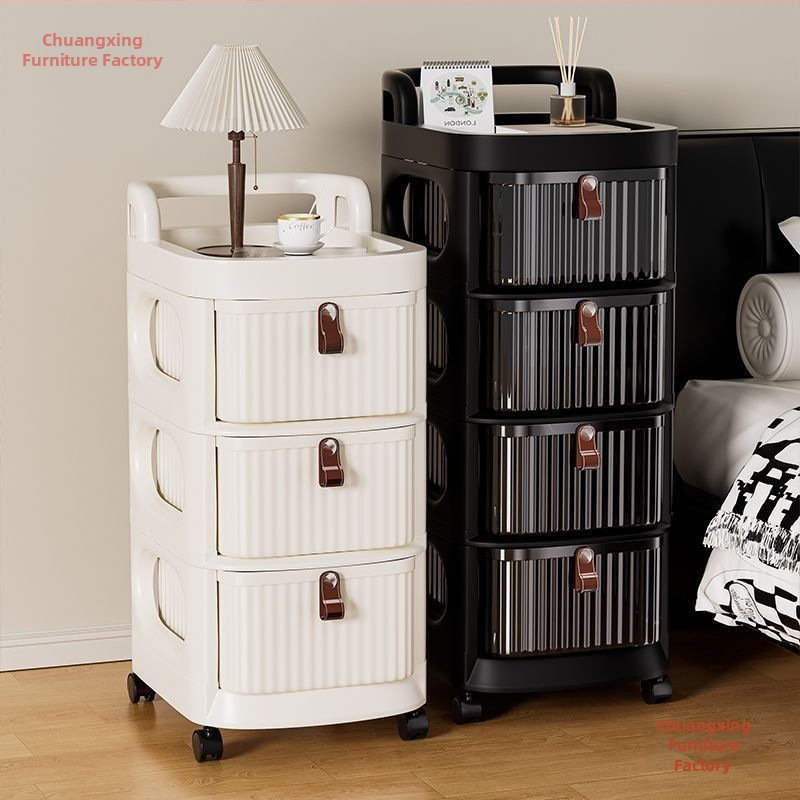 Τετρά-επίπεδη πλαστική κινητή μονάδα αποθήκευσης με ρόδες – χωρίς συναρμολόγηση, ντουλάπι-οργανωτής με συρτάρια