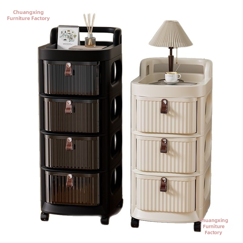 Τετρά-επίπεδη πλαστική κινητή μονάδα αποθήκευσης με ρόδες – χωρίς συναρμολόγηση, ντουλάπι-οργανωτής με συρτάρια