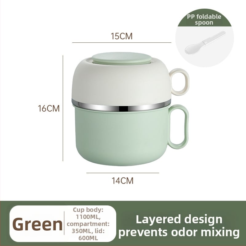 Cutie prânz din oțel inoxidabil 304 – rotundă, dublu compartiment, 1–2 L, de calitate alimentară, sigilată și etanșă