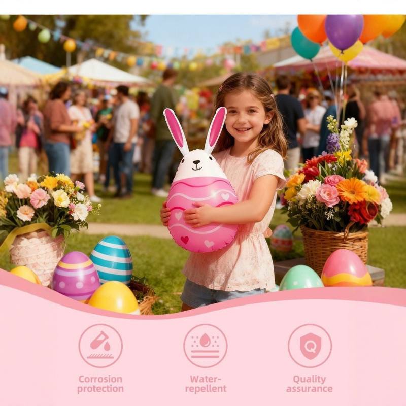 Φουσκωτό λαγουδάκι PVC για διακόσμηση Πάσχα, εσωτερική/εξωτερική χρήση, ηλικίες 0–3 ετών