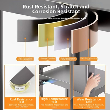 Μεταλλικό ράφι κουζίνας με δύο επίπεδα για φούρνο μικροκυμάτων – συρόμενο, μοντέρνο στυλ απλότητας, διαθέσιμα προσαρμοσμένα δείγματα