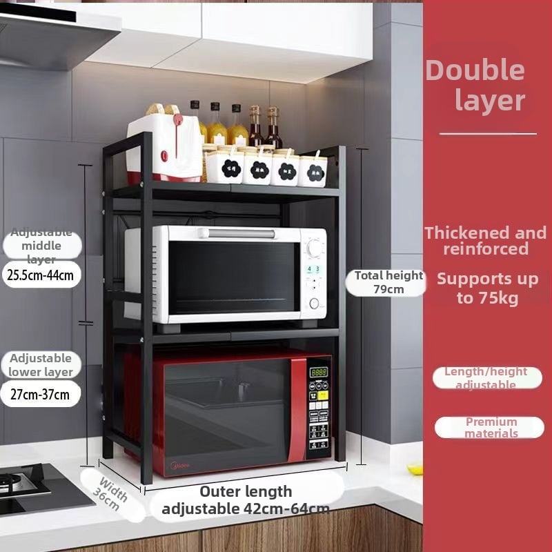 Μεταλλικό ράφι κουζίνας με δύο επίπεδα για φούρνο μικροκυμάτων – συρόμενο, μοντέρνο στυλ απλότητας, διαθέσιμα προσαρμοσμένα δείγματα