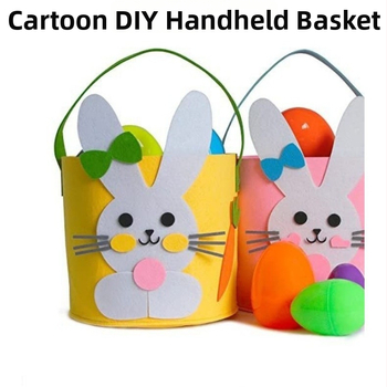 Filc košara za Uskrs s crtanim zeko — ručna izrada, otisak logotipa, prilagodljivo, poklon za Uskrs