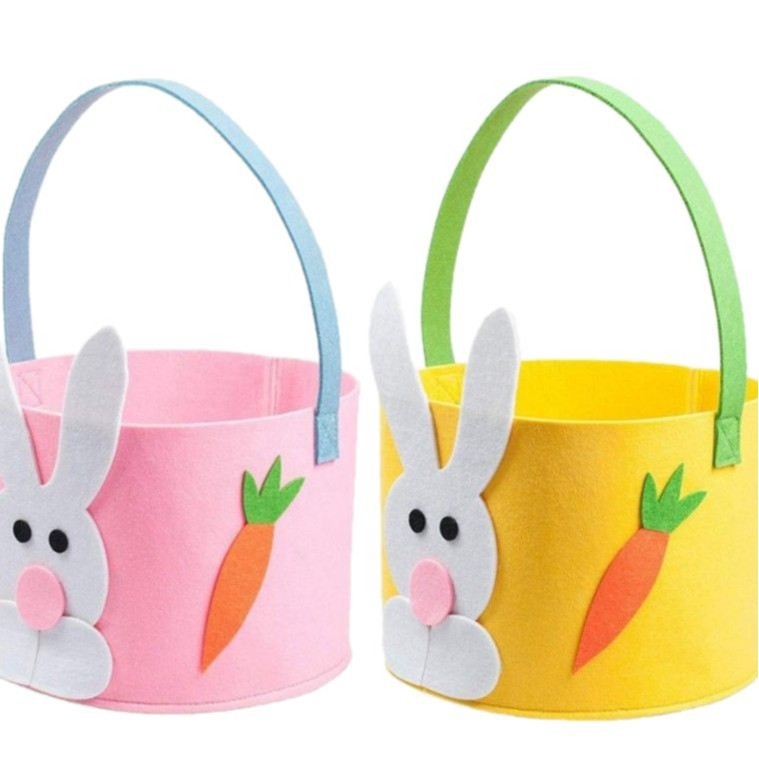 Filc košara za Uskrs s crtanim zeko — ručna izrada, otisak logotipa, prilagodljivo, poklon za Uskrs