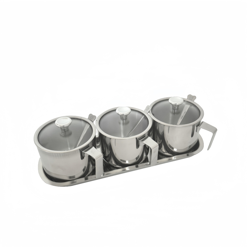 Set depozitare condimente, oțel inoxidabil 304, design îngroșat, cu capac, pentru condimente solide, bucătărie, premium