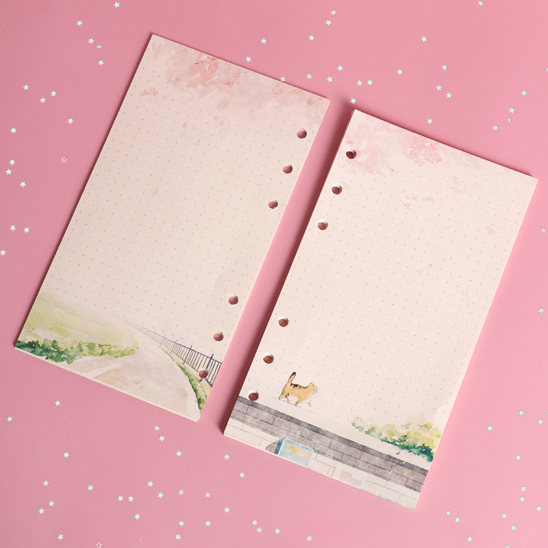 Zamjena unutarnjih stranica za planer – Cherry Blossom Cartoon, 80 listova, točkasta mreža, šumski papir