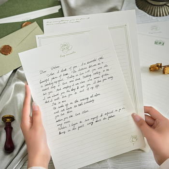 Χοντρωμένο χαρτί γραφής με οριζόντιες γραμμές – Σειρά Ρετρό Χρονικά, Ευρωπαϊκό μινιμαλιστικό στυλ, 10 φύλλα. Μάρκα Early Foam, Μοντέλο CJ11