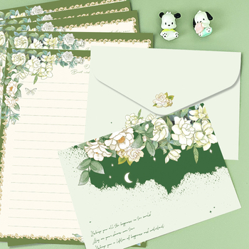 Paper Sutra paket pisama — dvostruki offset papir, 4 kuverte + 4 pisma, Model kuverte №1, Kineski stil kuverte, bez loga