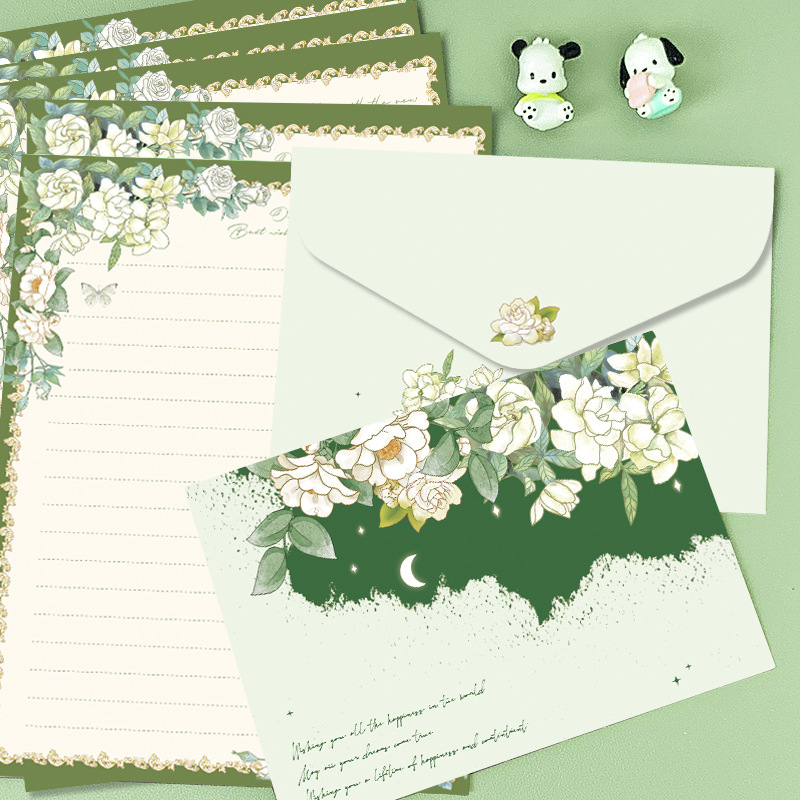 Paper Sutra paket pisama — dvostruki offset papir, 4 kuverte + 4 pisma, Model kuverte №1, Kineski stil kuverte, bez loga