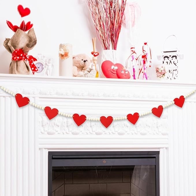 Srcolita platnena dekoracija s perlicama za Valentinovo – dekor prostora Jiaping