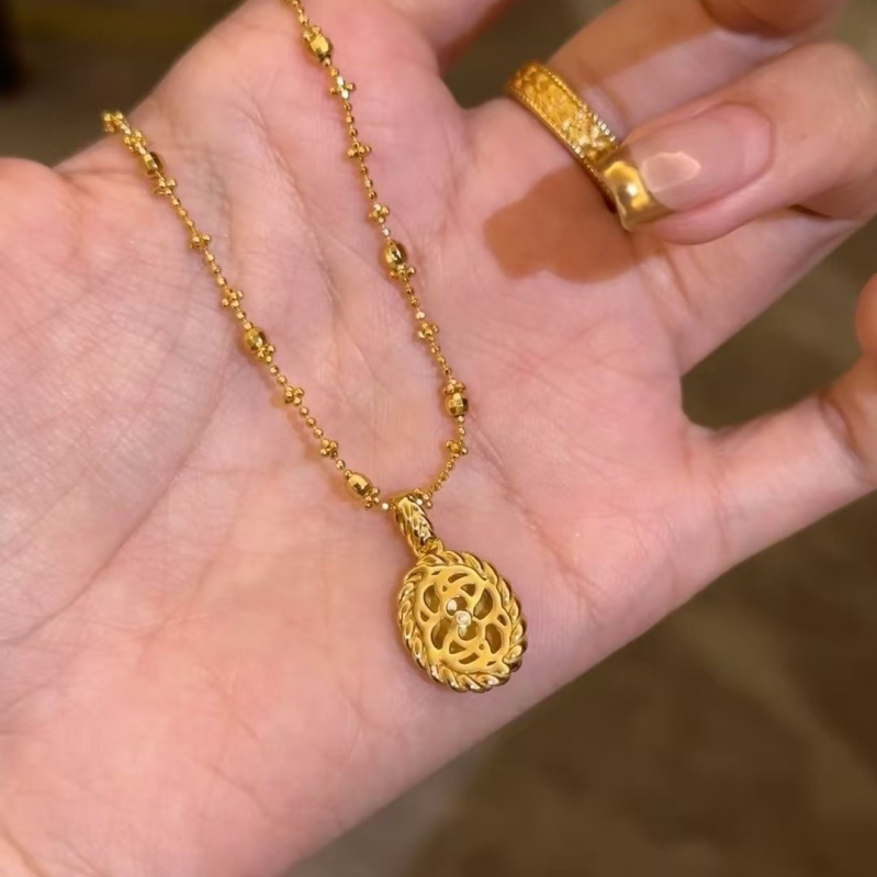 Σετ κολιέ και σκουλαρίκια σε ιταλικό αντίκα στυλ, βουρτσισμένο μοτίβο στάχυ σίτου και αβγού, μενταγιόν από ασήμι 925, αλυσίδα με μπαλάκια, ηλεκτροπλατίωση, ελαφρύς πολυτελής χαρακτήρας