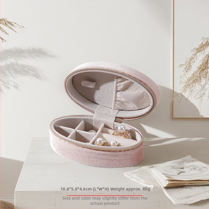 Овална кутия за съхранение на пръстени с кадифено вътрешно покритие, портативна пътуваща кутия за бижута — Материал: композитни материали; Опаковка: кутия; Назначение: съхранение на пръстени; Марка: For beauty