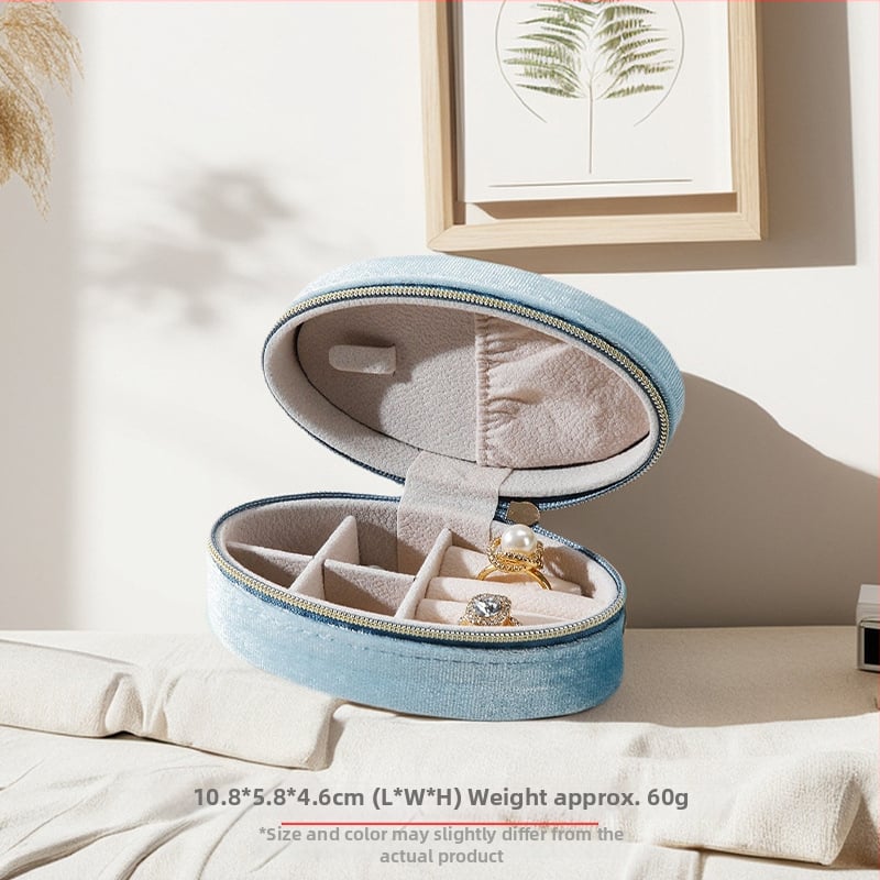Овална кутия за съхранение на пръстени с кадифено вътрешно покритие, портативна пътуваща кутия за бижута — Материал: композитни материали; Опаковка: кутия; Назначение: съхранение на пръстени; Марка: For beauty