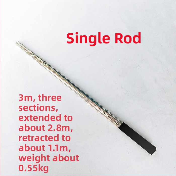 Nerezová oceľová teleskopická tyč na sieť na ryby, predĺžená, viacfunkčná s nastavením polohy, skladacia